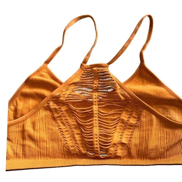 Bundle of 2 XS bralettes. Olive green Free People mustard cage bralette‎ no name - Picture 2 of 7